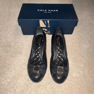 Cole Haan Women's Black Buckle Wedge Flats